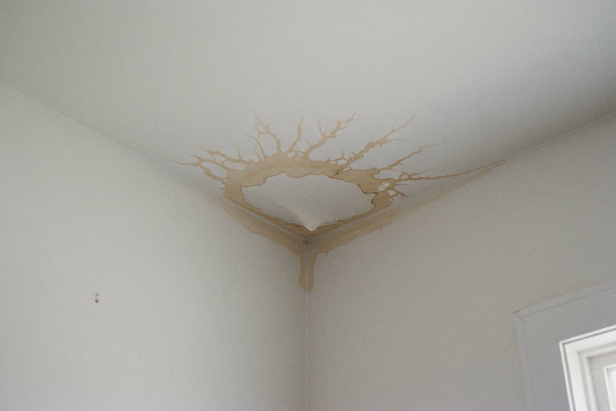 Moisture visible behind wall cavity